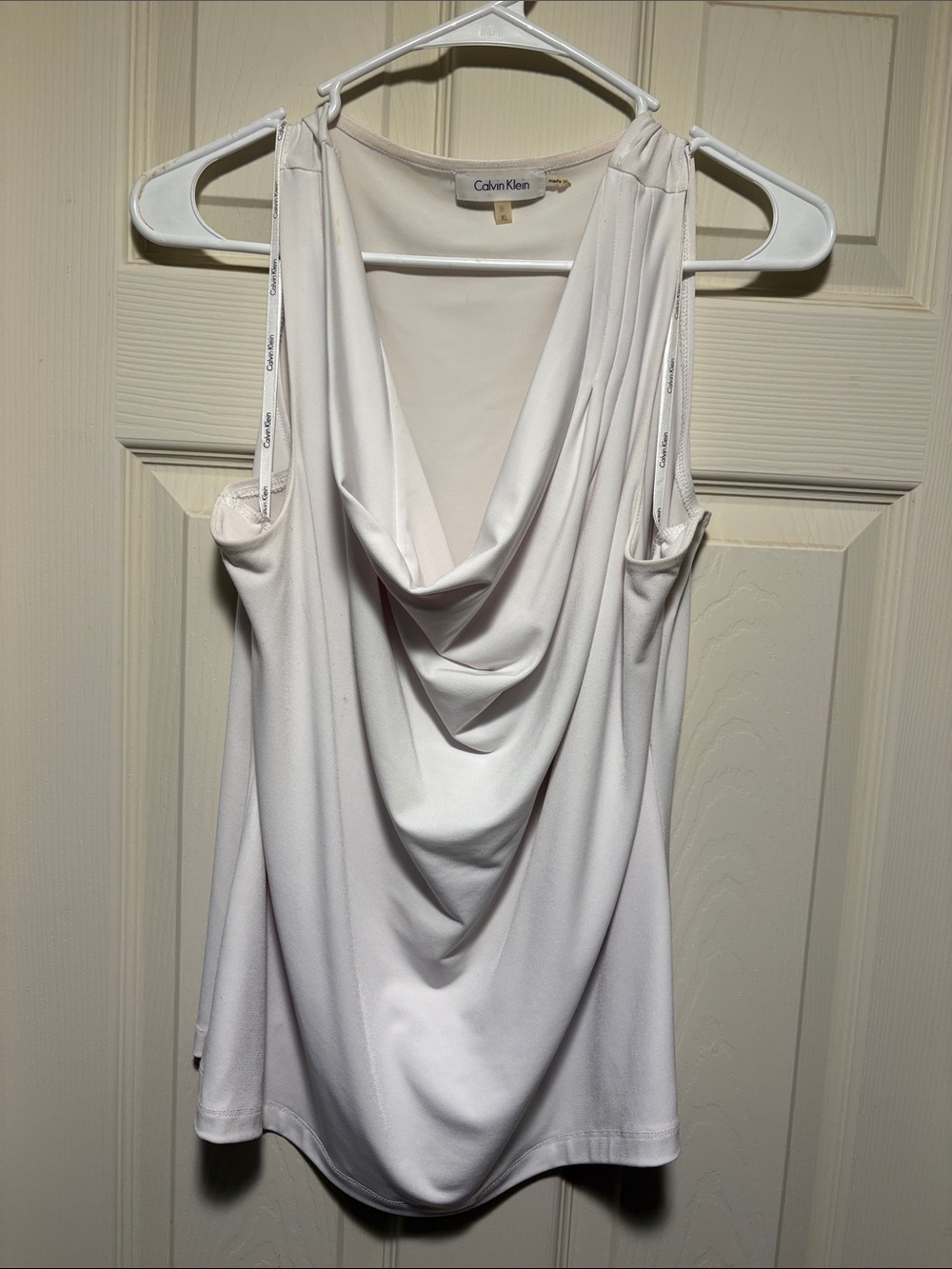 Calvin Klein Cream Draped Cowl Neck Camisole